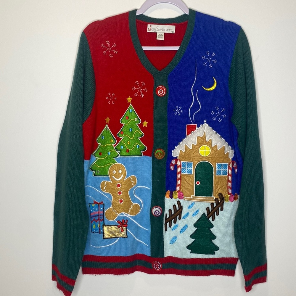 Jolly Sweaters Gingerbread Man Designed Knitted Sweater. Size M